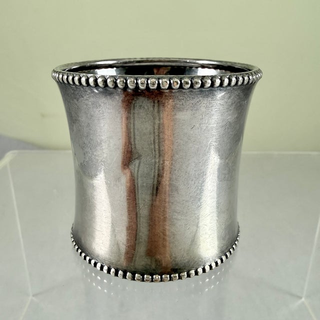 1900 - 1909 1900s Sterling Silver Cinched Napkin Ring – Beaded Tops For Sale - Image 5 of 7