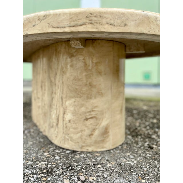 Stone Vintage Modern Stone Coffee Table With Ripple Pedestal Base | Italian Style For Sale - Image 7 of 13
