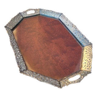 Mid-Century Dutch 835 Silver-Mounted Mahogany Serving Tray by Hooijkaas Schoonhoven, 1950s For Sale