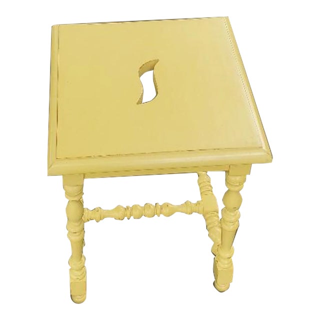 Painted Sunshine Yellow Turned Leg Wood Spot Table For Sale