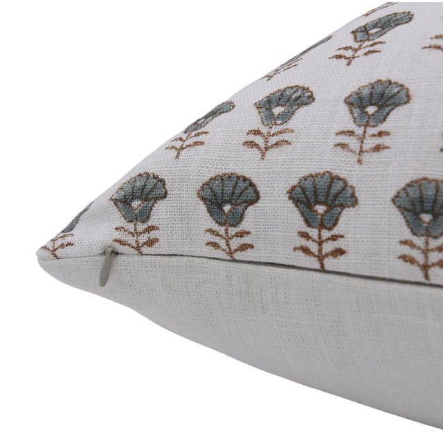 Rustic Block Print Pillow Cover - Pure White Linen 12x20 Inch- Kohinoor For Sale - Image 3 of 5