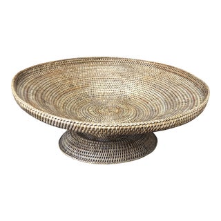 Vintage Rattan Woven Fruit/Decor Bowl Large For Sale