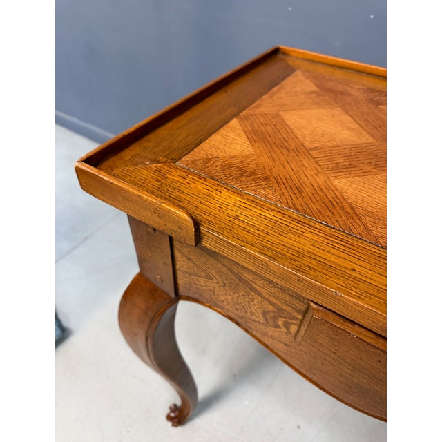 Baker Furniture French Provincial Console Table With Parquetry Inlaid Top 1980s For Sale - Image 9 of 14