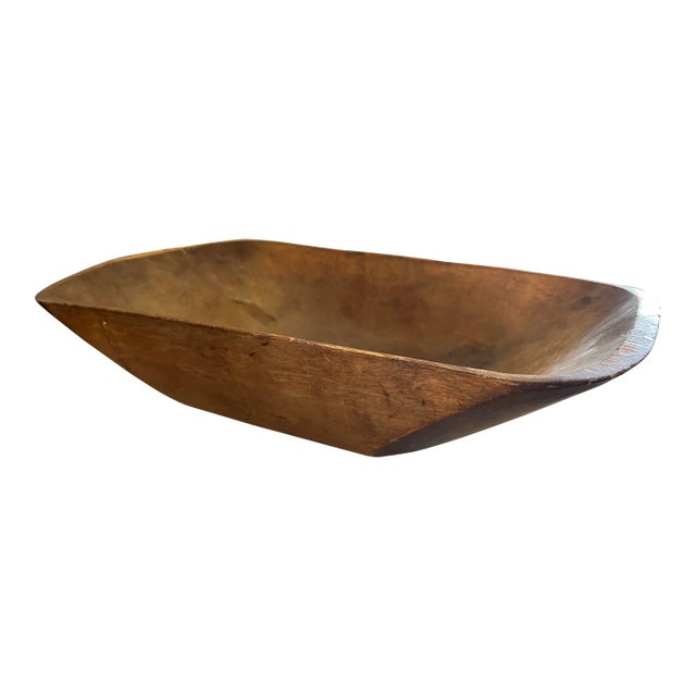 Vintage Folk Art Wood Dough Trencher Bowl For Sale