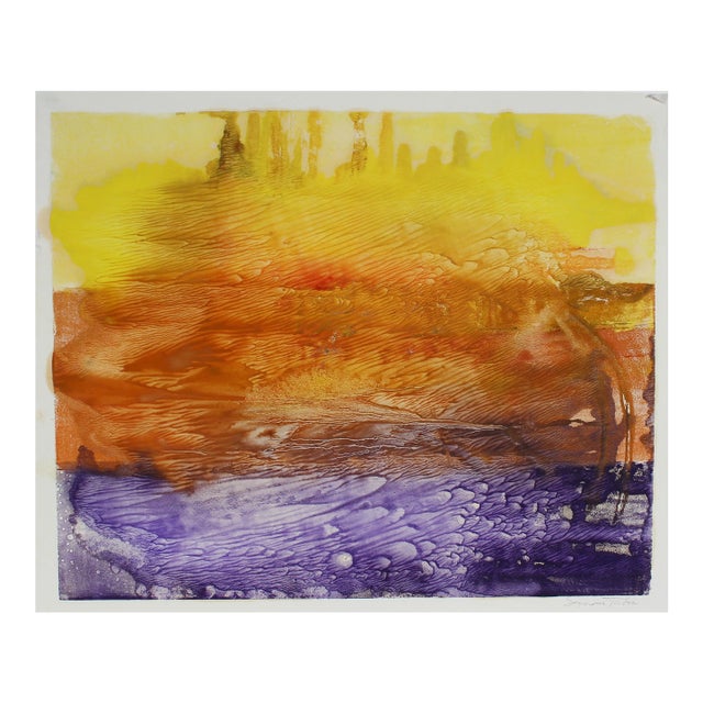 Bright Color Block Abstract 20th Century Monotype For Sale