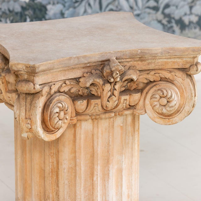 Sculpture Materials Mid 20th Century French Plaster Column Stand Side Table For Sale - Image 7 of 18