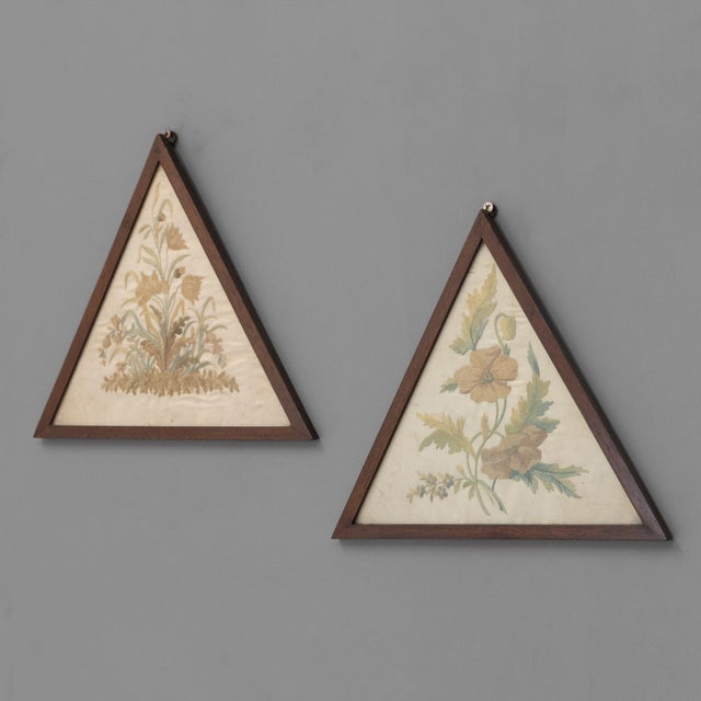 Brown Embroidered Panels, 1900s, Set of 2 For Sale - Image 8 of 8