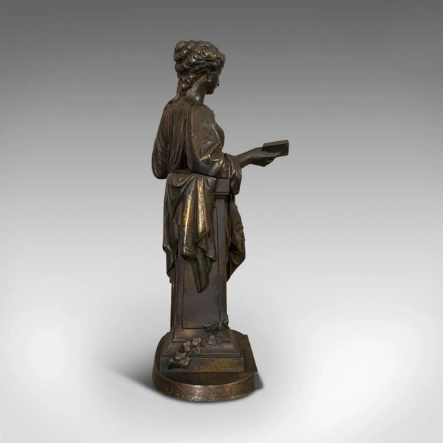 1920 Female Antique Bronze Figure After Moreau For Sale - Image 6 of 13