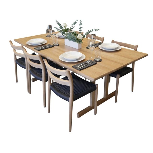 2000 - 2009 Model 84 Chairs in Oak with Black Cardboard Cord Wicker Seats by Niels Otto (N. O.) Møller for J. L. Møllers, 1960s, Set of 6 For Sale - Image 5 of 18