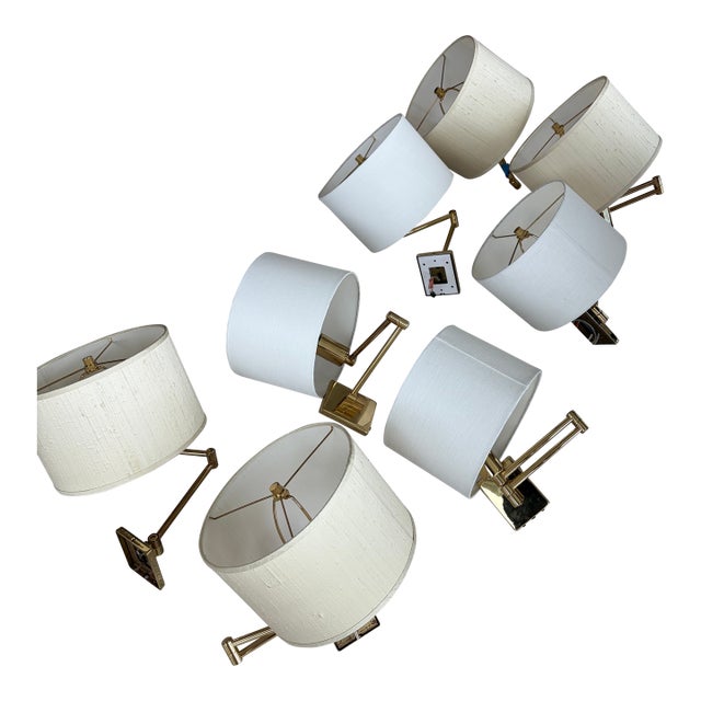 1990s Hinson Swing Arm Wall Sconces in Solid Brass - Set of 8 For Sale