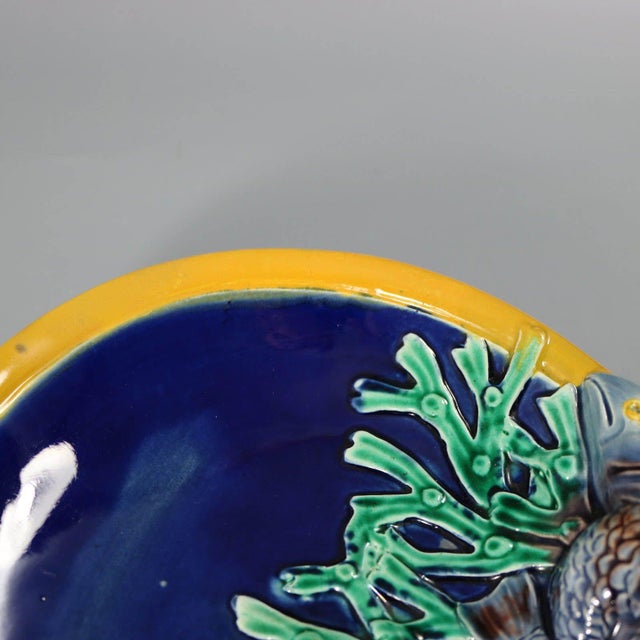 Joseph Holdcroft Majolica Fish on Coral Dish For Sale - Image 6 of 7