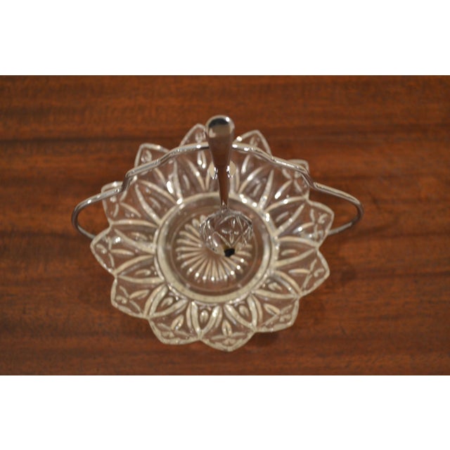 Vintage English Glass Serving Dish Holder & Spoon 3 Pieces Chairish