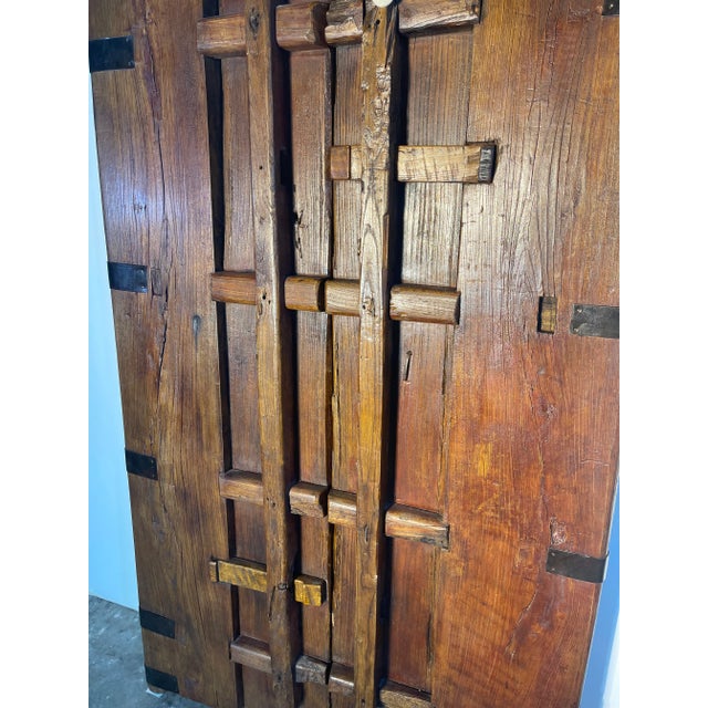 Reproduction Chinese Wood with Iron Doors with Food Dog Knockers - a Pair For Sale - Image 10 of 13