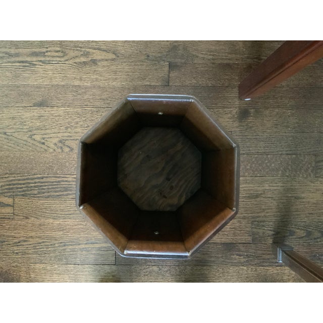 Wood Vintage Octagonal Wooden Wastebasket With Lion Heads For Sale - Image 7 of 11