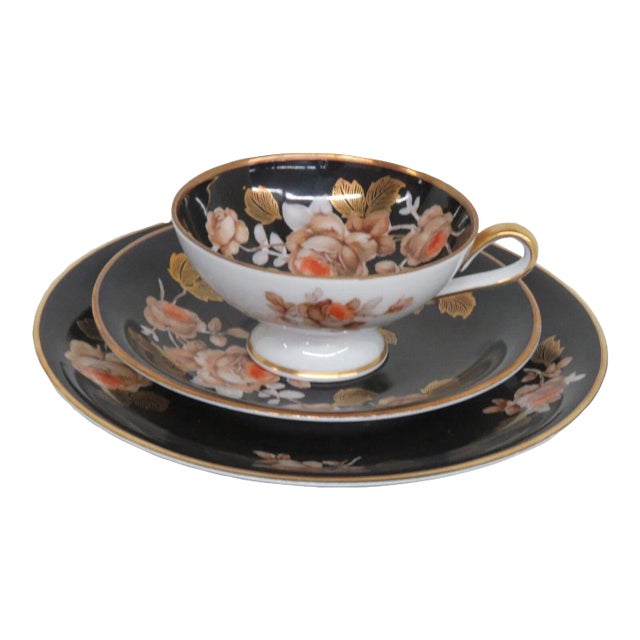 Rudolf Wachter Kirchenlamitz Porcelain Floral Tea Cup Saucer Dessert Plate For Sale