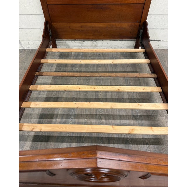 Antique Full Size Victorian Carved Walnut Bed For Sale - Image 17 of 18