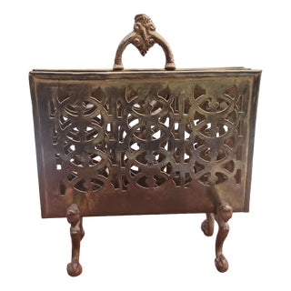 Art Nouveau Brass Napkin Stand with Letters and Griffin Base, 1890s For Sale