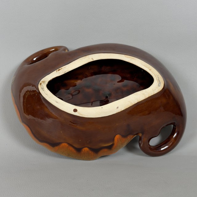 Orange Majolica Centerpiece with Lava Effect Enamel from Vallauris, 1970s For Sale - Image 8 of 11