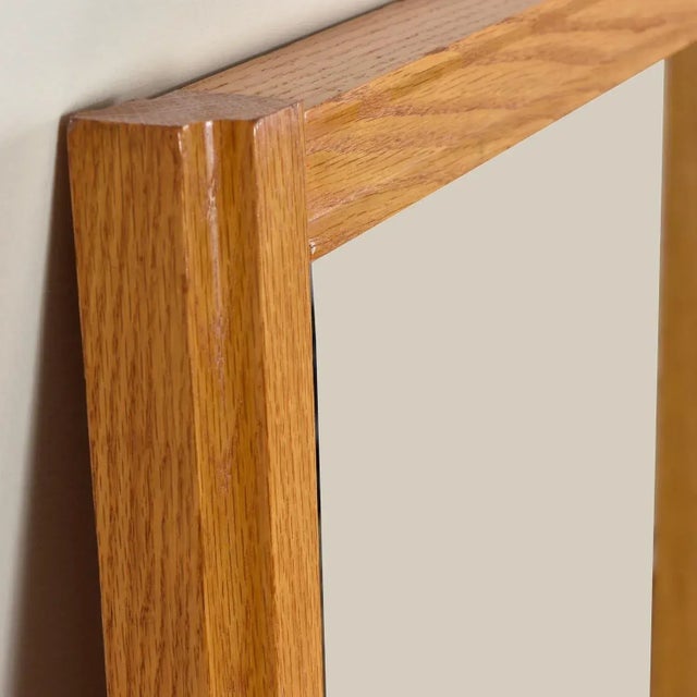 Oak Wall Mirror and Console Table Set With Parquet Top and Gold Trim For Sale - Image 6 of 12