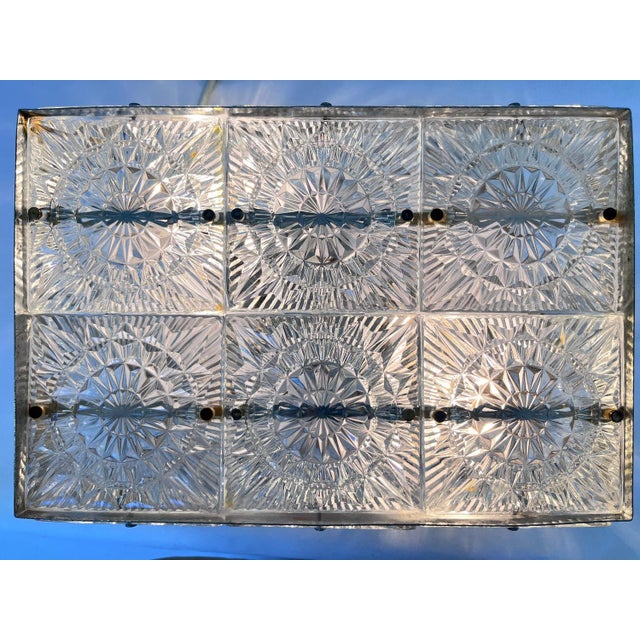 Metal Glass Flush Mount attributed to Kamenicky Senov, Czechoslovakia, 1970s For Sale - Image 7 of 16