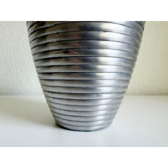 Late 20th Century Art Deco Style Ribbed Metal Vase, Late 20th Century For Sale - Image 5 of 9
