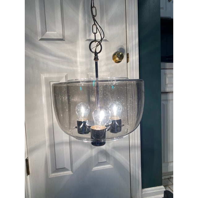 Contemporary 1970s Retro Smoked Glass Chandelier Pendant Light Fixture For Sale - Image 3 of 12