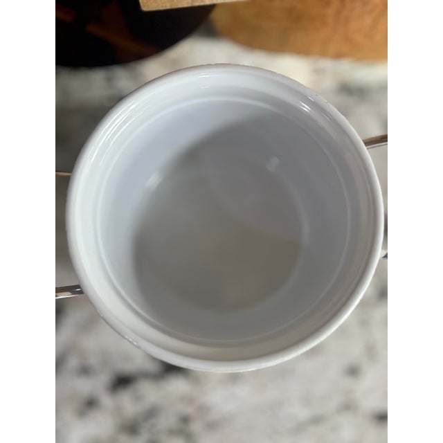 All-Clad Stainless Steel Tabletop Sauce Warmer With Porcelain Insert & Stand For Sale - Image 4 of 9