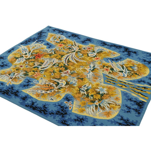 Rug & Kilim Signed Vintage Jacques Potin Tapestry “Le Petit Rappel Des Oiseaux” Rug & Kilim For Sale - Image 4 of 8