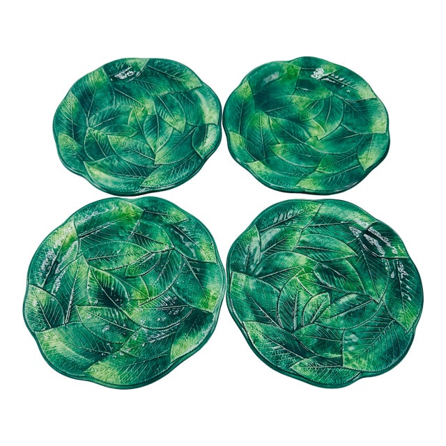 Vintage Leaf Italian Plates, Set of Four For Sale