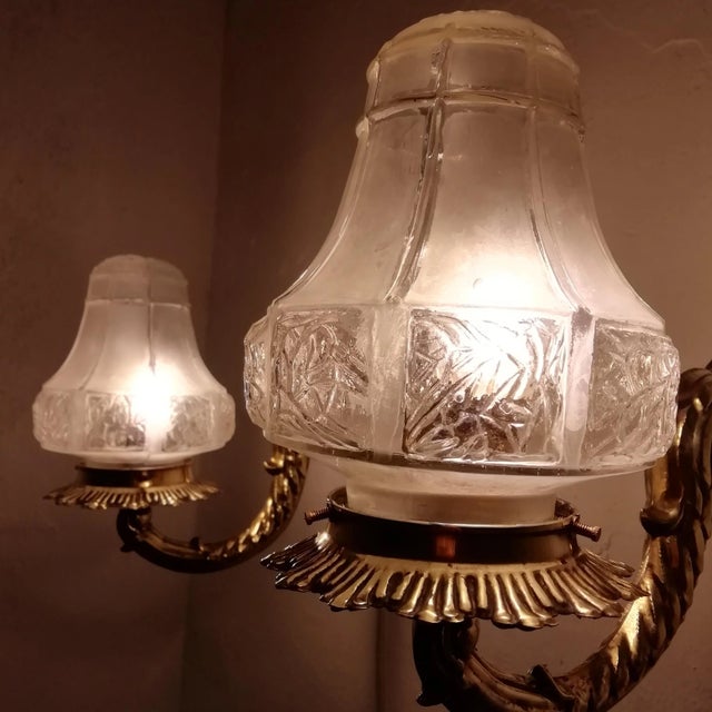 Gold Art Deco Brass Sconces, 1930s, Set of 2 For Sale - Image 8 of 14