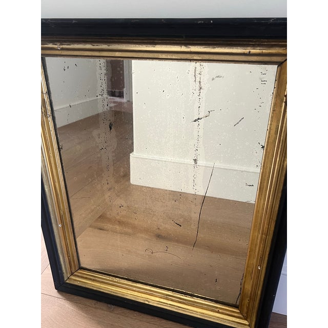 Early 20th Century Black & Giltwood Mirror With Foxed Glass For Sale - Image 12 of 12