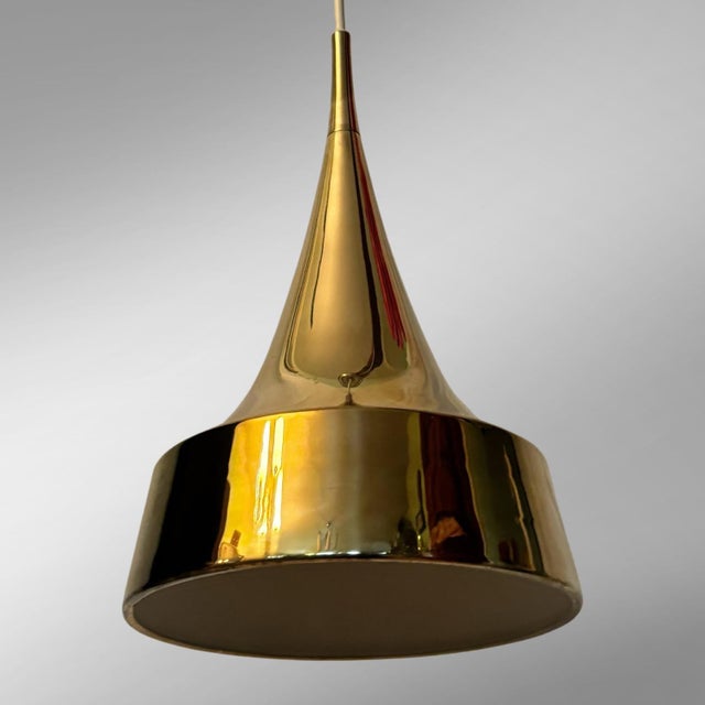 Bergboms Mid-Century Scandinavian Brass Pendant Lamp by Eje Ahlgren for Bergboms, 1960s For Sale - Image 4 of 11
