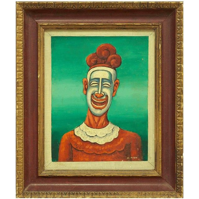 Maurice Kish, The Clown Surrealist Oil Painting Maurice Kish WPA Artist American Modernist, c.1940 For Sale