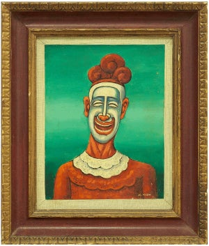 Maurice Kish, The Clown Surrealist Oil Painting Maurice Kish WPA Artist American Modernist, c.1940
