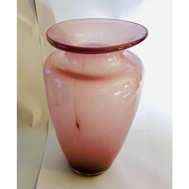 Mouth Blown Art Glass Vase in a semi translucent dusty rose to mauve ombré towards the base. Small imperfections - from...