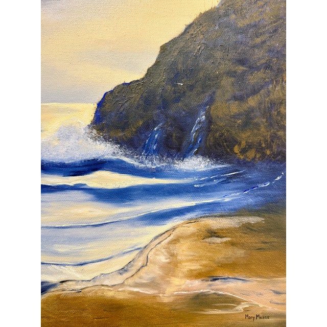 Coastal Vintage Coastal Seascape Oil Painting, Ornate Gilt Frame, Signed For Sale - Image 3 of 6