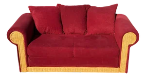 Bordeaux Velvet Sofa with Wicker
