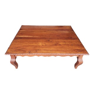 Vintage Custom French Country Coffee Table Carved Rope Edge For Sale