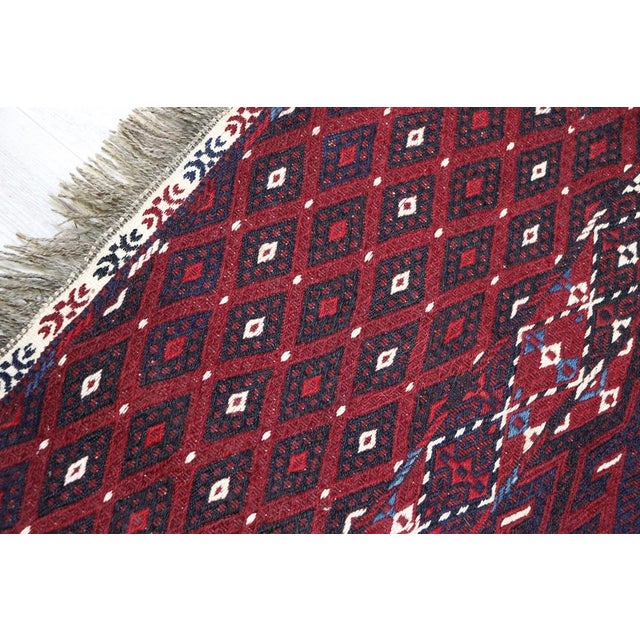 Maroon Vintage Nomadic Turkmen Yomut Kilim Rug For Sale - Image 8 of 18
