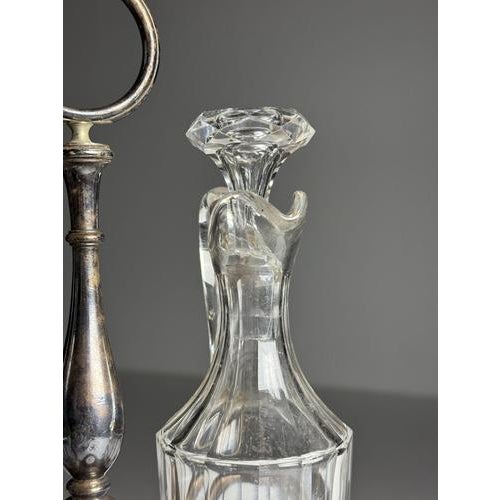 Metal Oil and Vinegar Set in Silver-Plated Metal, Set of 3 For Sale - Image 7 of 15