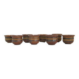 Mid 20th Century Wally Schwab Pacific Nw Stoneware Studio Pottery Small Pot or Punch Cup - Set of 8
