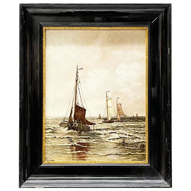 Dutch After Mesdag the Hague Earthenware Tile Wall Plate from Rozenburg, 1900s For Sale - Image 10 of 10