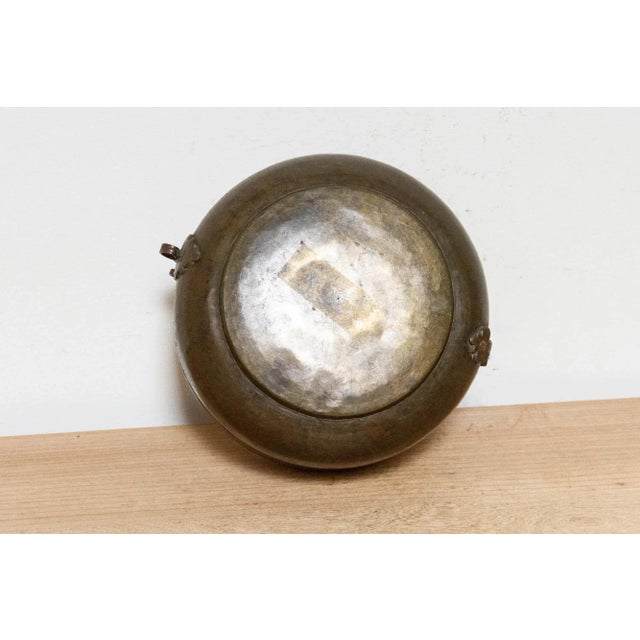 Metal Antique Engraved Indian Brass Vessel For Sale - Image 7 of 10