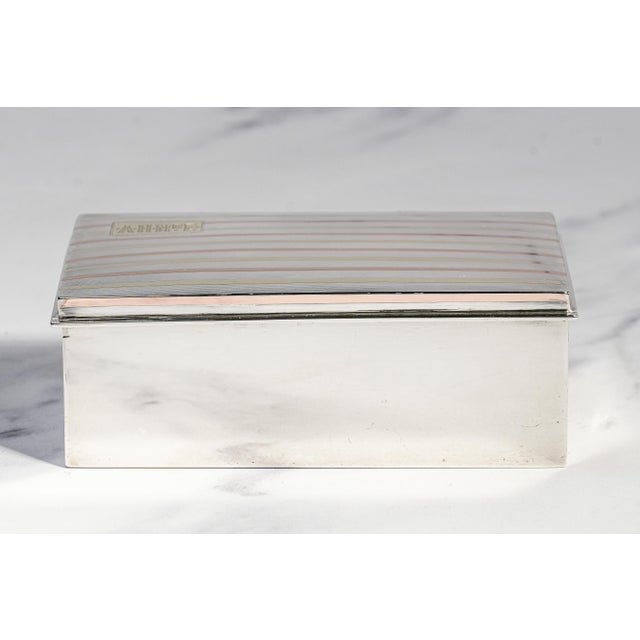 Metal Stunning High Quality Antique Art Deco Gold and Sterling Silver Trinket Jewelry Cigarette Box Home Decor For Sale - Image 7 of 14