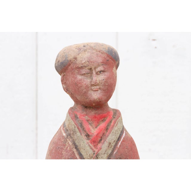 Tall Painted Chinese Pottery Figure For Sale - Image 4 of 10