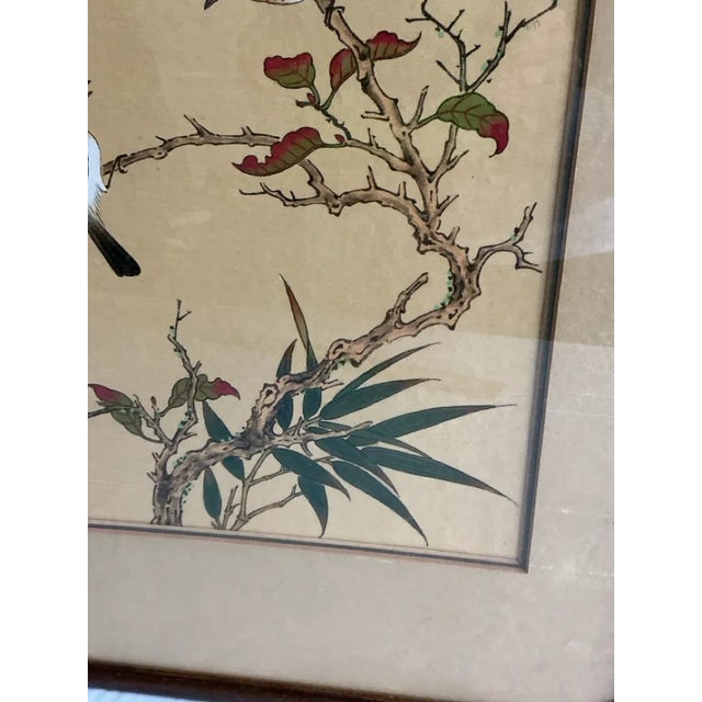 Early 20th Century Pair of Vintage Chinese Bird & Flower Silk Paintings, Signed Yiren For Sale - Image 5 of 18
