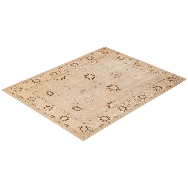 Ivory Eclectic Hand-Knotted Area Rug - Ivory, 8' 1" x 10' 2" For Sale - Image 8 of 8