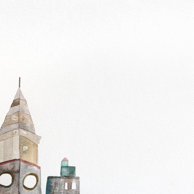 Abstract Boston - Abstract Color Drenched Urban Cityscape Watercolor Original Artwork by Maria C Bernhardsson For Sale - Image 3 of 6