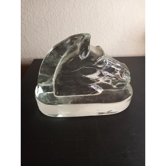 1980s Clear Glass Carved Horse Head For Sale In Dallas - Image 6 of 7