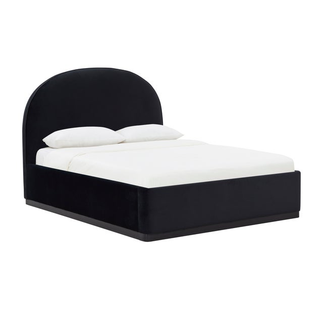Marlow Performance Velvet Queen Bed, Black For Sale - Image 11 of 11